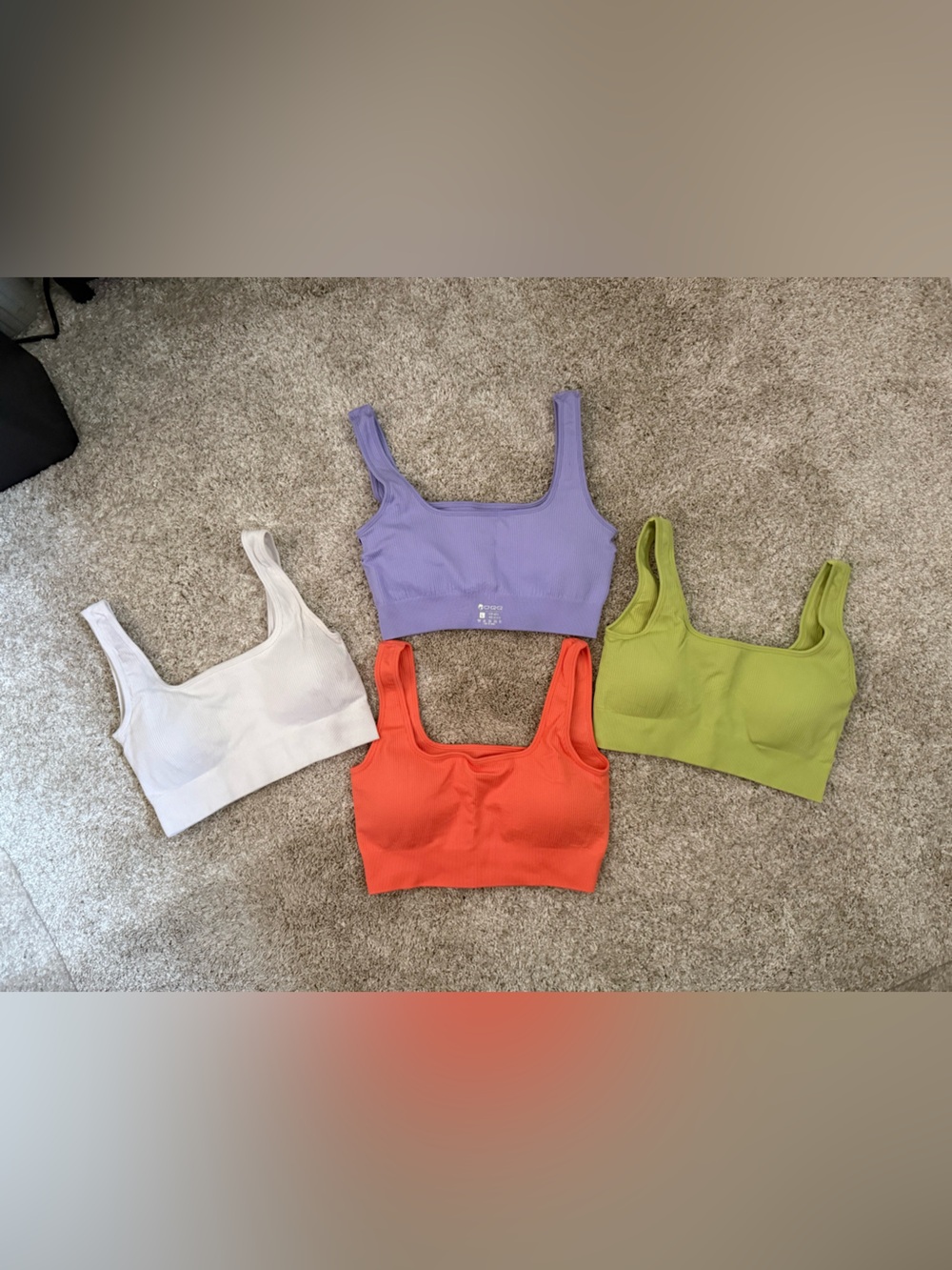 Ribbed Scoop Neck Bralette Set in White, Orange, Lavender & Lime